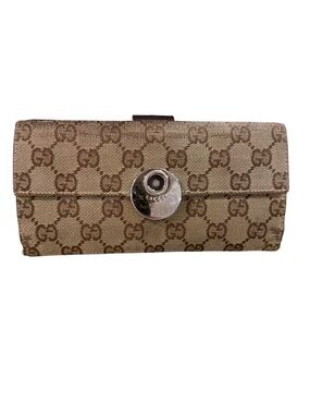 Authentic Vintage Gucci Eclipse GG Monogram Continental Flap Wallet 120931